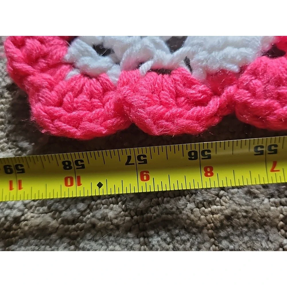 Handmade Crocheted Afghan Blanket Granny Blanket Hot Pink,Black Glitter, White
